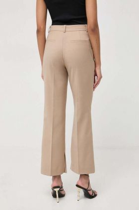 Ivy Oak pantaloni din lână culoarea bej, drept, high waist IO115166