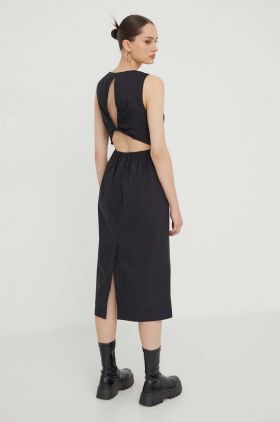 Tommy Jeans rochie culoarea negru, midi, evazați DW0DW17431