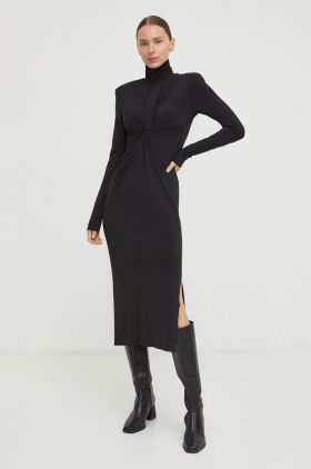 Day Birger et Mikkelsen rochie culoarea negru, midi, mulata