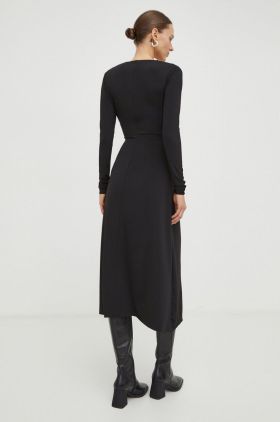 Day Birger et Mikkelsen rochie culoarea negru, midi, evazati