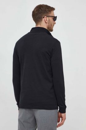 Karl Lagerfeld longsleeve din bumbac culoarea negru, neted