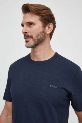 BOSS Orange tricou din bumbac bărbați, culoarea bleumarin, uni 50508243