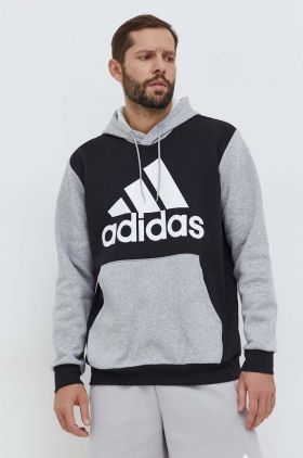 adidas bluză bărbați, culoarea negru, cu glugă, cu imprimeu IN0628