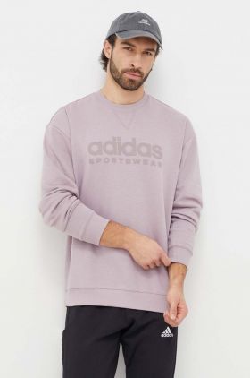 adidas bluză bărbați, culoarea violet, cu imprimeu IW1192