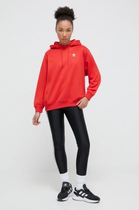 adidas Originals bluză femei, culoarea roșu, cu glugă, cu imprimeu IP0585