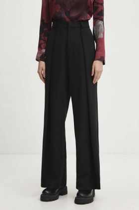 Answear Lab pantaloni femei, culoarea negru, lat, high waist