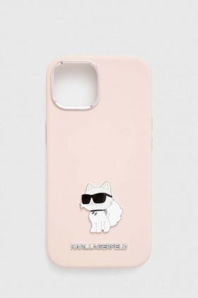 Karl Lagerfeld husă pentru telefon iPhone 15 / 14 / 13 6.1'' culoarea roz