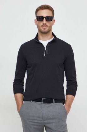 Karl Lagerfeld longsleeve din bumbac culoarea negru, neted