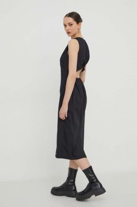 Tommy Jeans rochie culoarea negru, midi, evazați DW0DW17431