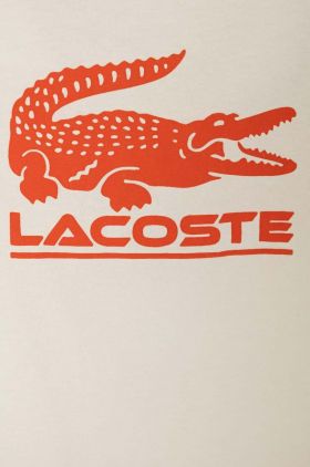 Lacoste longsleeve din bumbac pentru copii culoarea bej, cu imprimeu