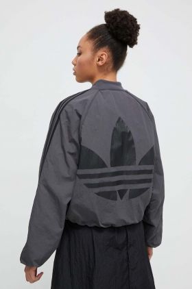 adidas Originals geaca femei, culoarea gri, de iarna