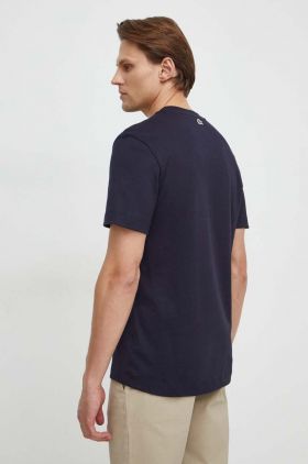 Lacoste tricou din bumbac barbati, culoarea albastru marin, cu imprimeu