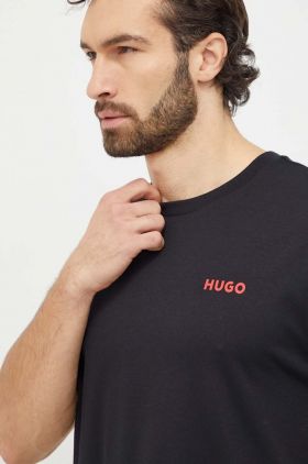 HUGO pijamale de bumbac culoarea negru, cu imprimeu 50510465