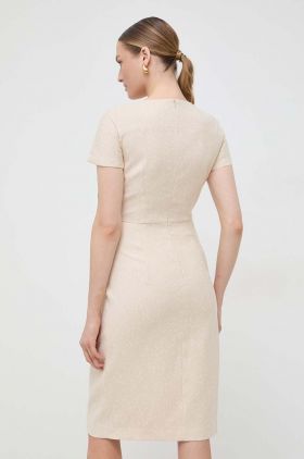 BOSS rochie culoarea bej, mini, mulată 50508809