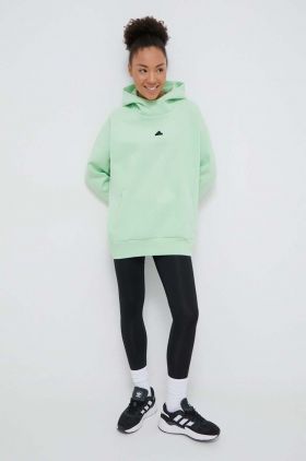 adidas bluză Z.N.E femei, culoarea verde, cu glugă, uni IS3905