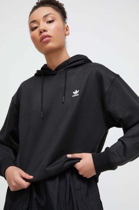 adidas Originals bluză femei, culoarea negru, cu glugă, uni IU2421