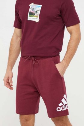 adidas pantaloni scurți din bumbac culoarea bordo IR9987