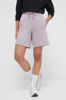 adidas pantaloni scurți femei, culoarea violet, uni, high waist IW3800