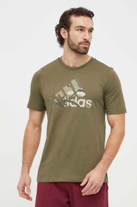 adidas tricou din bumbac bărbați, culoarea verde, cu imprimeu IR5830