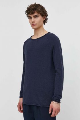 American Vintage longsleeve din bumbac culoarea alb, neted