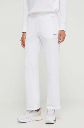 Dkny pantaloni de trening culoarea alb, neted