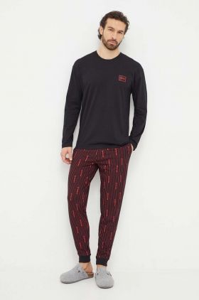 HUGO pijama bărbați, culoarea negru, cu model 50510471