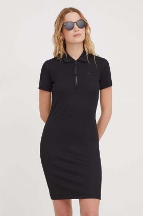 Lacoste rochie culoarea negru, mini, mulata