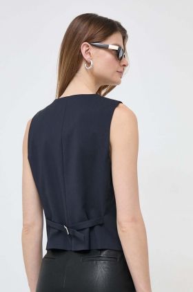 Weekend Max Mara vestă de lână culoarea bleumarin, un singur rând de nasturi 2415150000000