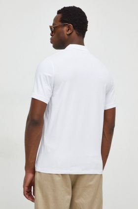 Karl Lagerfeld tricou polo bărbați, culoarea alb, cu imprimeu 541221.745400