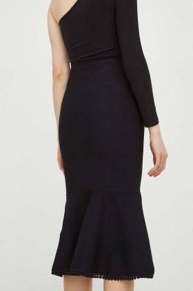 Victoria Beckham fustă culoarea negru, midi, evazați 1423KSK004905A