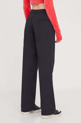 adidas Originals pantaloni de bumbac Chino Pant culoarea negru, lat, high waist, IK5998