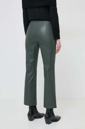 Max Mara Leisure pantaloni femei, culoarea verde, mulată, high waist 2416780000000