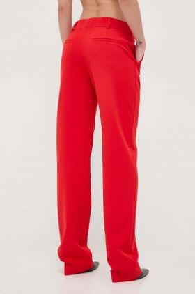 Moschino Jeans pantaloni femei, culoarea rosu, drept, high waist