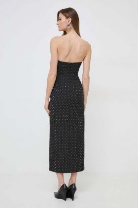 Bardot rochie culoarea negru, midi, mulata