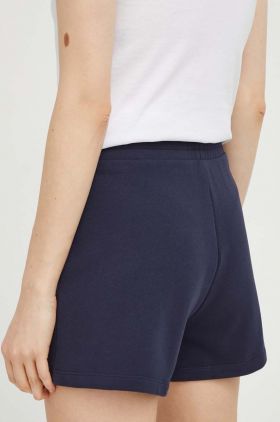 Armani Exchange pantaloni scurti din bumbac culoarea albastru marin, neted, high waist