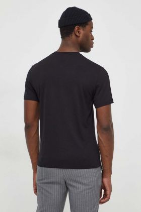 Armani Exchange tricou din bumbac barbati, culoarea negru, cu imprimeu