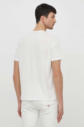 Armani Exchange tricou din bumbac barbati, culoarea alb, cu imprimeu