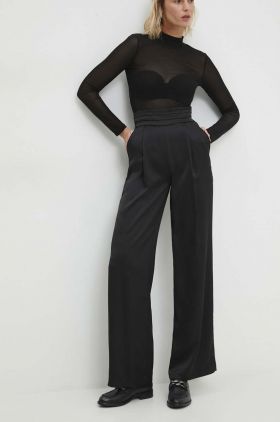 Answear Lab pantaloni femei, culoarea negru, lat, high waist