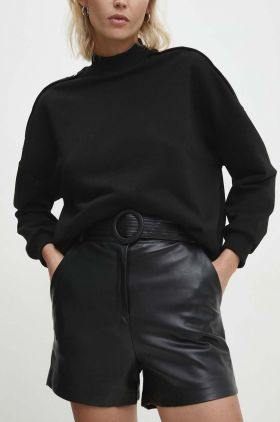 Answear Lab pantaloni scurti femei, culoarea negru, neted, high waist