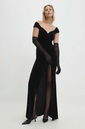 Answear Lab rochie de catifea culoarea negru, maxi, mulata