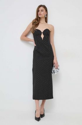 Bardot rochie culoarea negru, midi, mulata