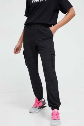 Dkny pantaloni femei, culoarea negru, high waist