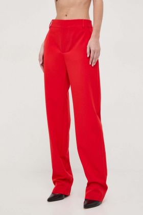 Moschino Jeans pantaloni femei, culoarea rosu, drept, high waist