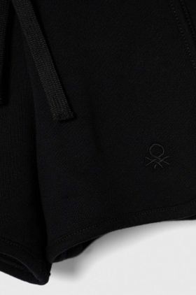 United Colors of Benetton pantaloni scurți din bumbac pentru copii culoarea negru, neted, talie reglabila