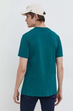 Superdry tricou din bumbac barbati, culoarea verde, cu imprimeu