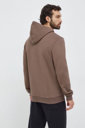 adidas Originals bluză Trefoil Essentials Hoody bărbați, culoarea maro, cu glugă, uni, IR7786