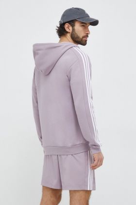 adidas bluză bărbați, culoarea violet, cu glugă, cu imprimeu  IS0009