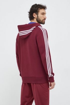 adidas hanorac de bumbac bărbați, culoarea roșu, cu glugă, cu imprimeu  IS1365