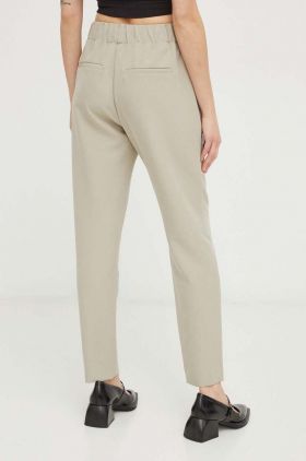 Bruuns Bazaar pantaloni femei, culoarea bej, high waist