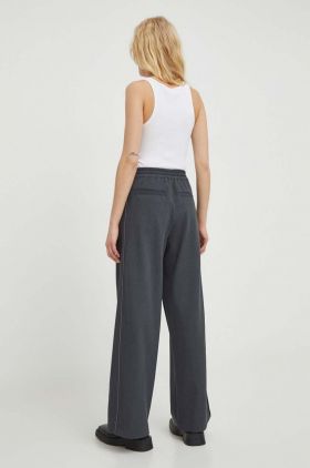 American Vintage pantaloni femei, culoarea gri, lat, high waist